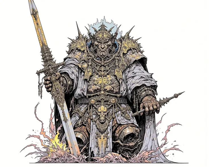 Medieval Knight from Giant Giant , Metal Battle Armor That Covers a Huge Body with Fat ,Overly Huge Helmets ,Helm, Extremely Exaggerated Looking Helmets,ピアスシールド🛡️, Extremely Exaggerated Obese Body ,Great Sword,RPG Art, Highly Detailed Characters,,Dark fant...