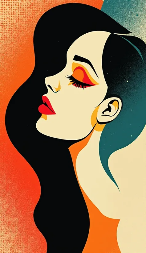 This image is a stylized portrait, likely digitally created, that blends elements of pop art and graphic design. Let's analyze its visual characteristics:

Style and Technique: The style is a vibrant mix of pop art, with its bold colors and graphic element...