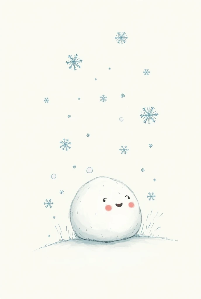 Snowball and snowflakes simple drawings