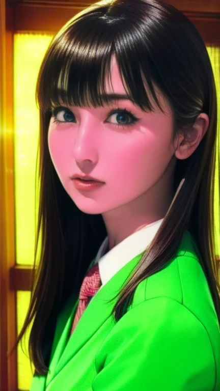  Portrait of an Asian woman in Arafed, a hyper realistic high school girl ,  sakimichan in the details, hyper realistic high school girl , Japanese School Uniform,   realistic young gravure idol , Closeup of a beautiful anime high school student ,  realist...