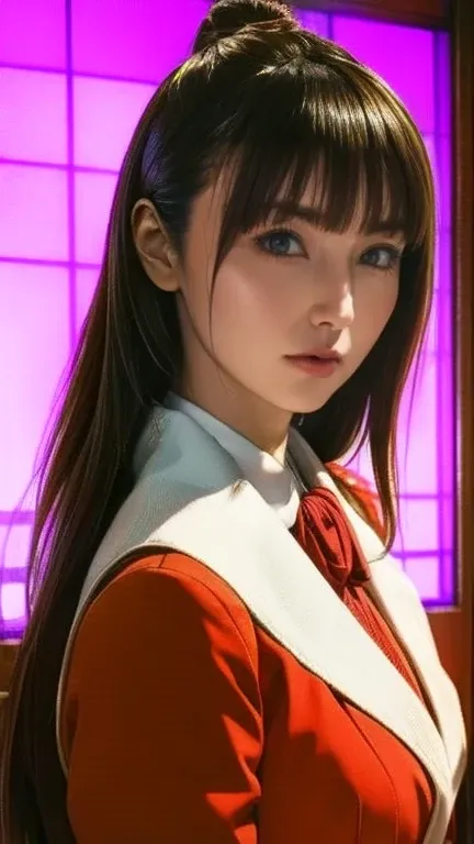  Portrait of an Asian woman in Arafed, a hyper realistic high school girl ,  sakimichan in the details, hyper realistic high school girl , Japanese School Uniform,   realistic young gravure idol , Closeup of a beautiful anime high school student ,  realist...