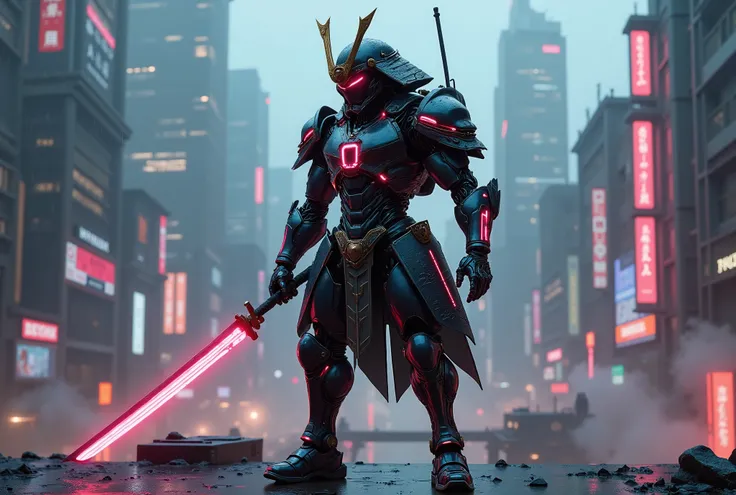 cyberpunk robot samurai