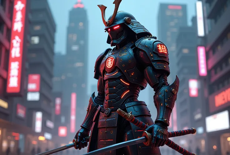 cyberpunk robot samurai
