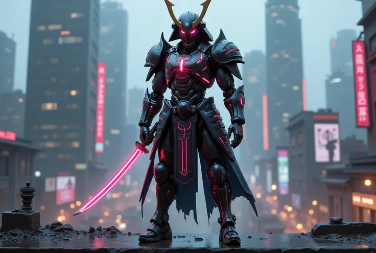 cyberpunk robot samurai