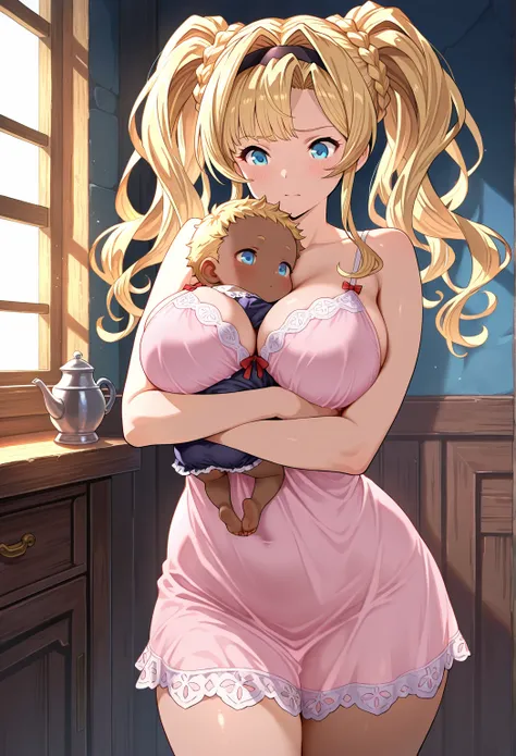 high resolution picture, masterpiece, best quality, amazing quality, official art, solo, 1girl,  Zeta  from Granblue Fantasy, 1girl,zeta, long hair, twintails, blonde hair, blue eyes, medium breasts, hairband,
 large breasts,                              n...