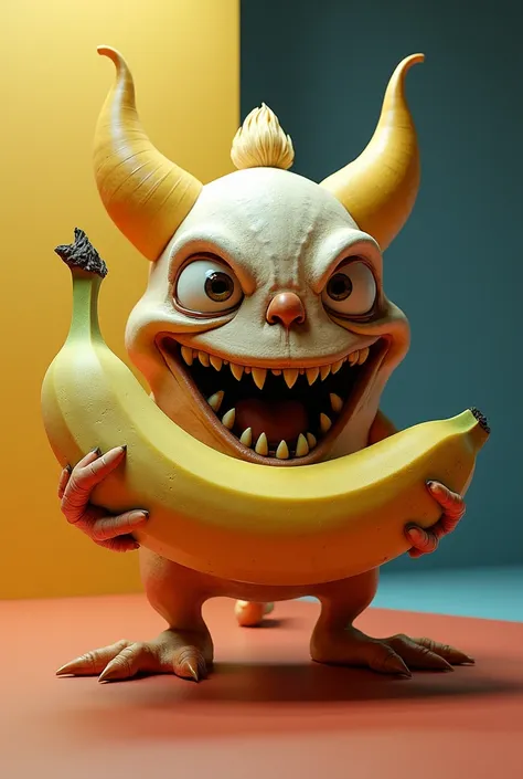 3d picture of monster with banana solo clownita