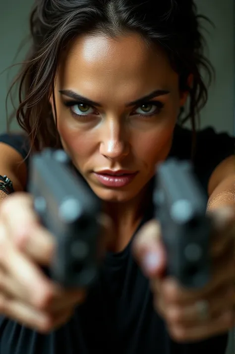 Angelina jolie Laracoft  close up pistols 