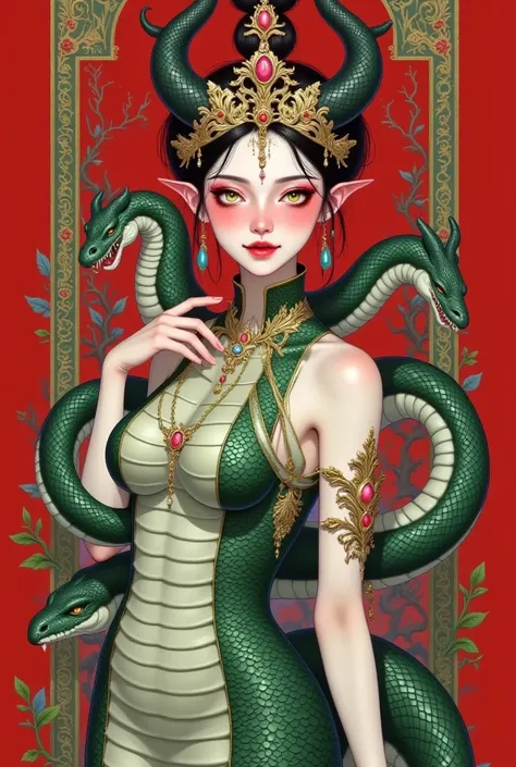  Close-up of a woman with a dragon on her shoulder, Portrait of Yang J, pixiv, Fantasy Art, the Dragon Girl portrait, (( A Beautiful Fantasy Queen )),  A Beautiful Fantasy Queen , Dragon Queen, Dragon Girl, detailed Fantasy Art, Snake Queen ,  Beautiful Fe...