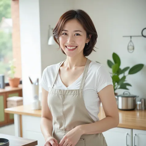 『 a Japanese girl :1.3』『 real フォト:1.3』最 high quality:1.2、(( big breasts))、 I'm showing my teeth 、((40 years oldの女性))、(( have red cheeks ))『 is showing teeth and laughing:1.9』、((( anatomically correct、 perfect anatomy、 anatomically correct指)))、 is present, ...