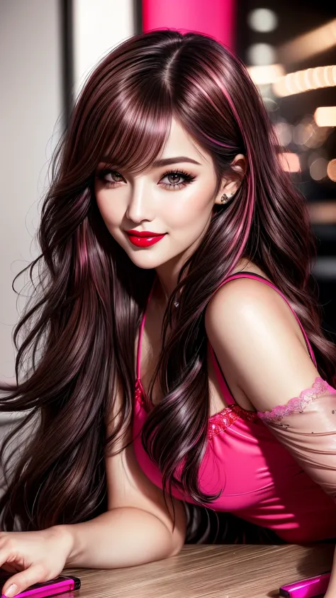 Ultra-realistic movie master pie with ultra-detailed primetime portraits, high quality, 8K, table top, Ultra HD), 1 girl 25 years old、fashion supermodel, ((Random style and color hair)), masterpiece, high quality, high quality, High resolution、(close up of...