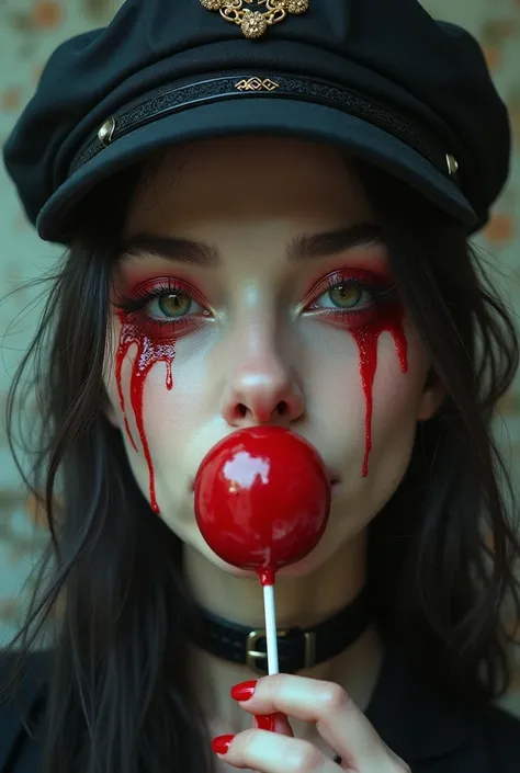 beautiful addict in prada sucks lollipop, (((blood from the eyes)))