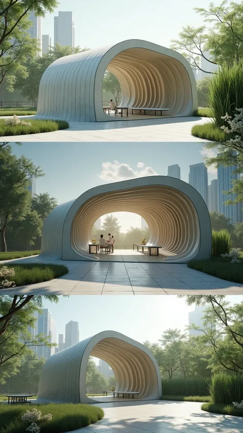 futuristic sugarcane inspired waiting shed