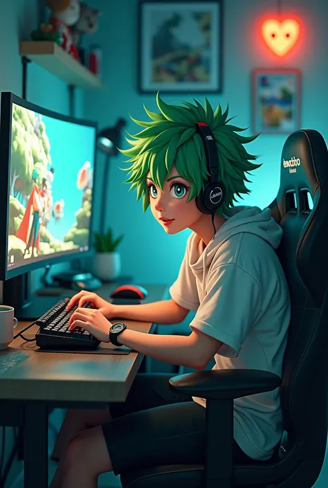 create a Anime character name Deku gaming YouTube  channel 1K subscriber 