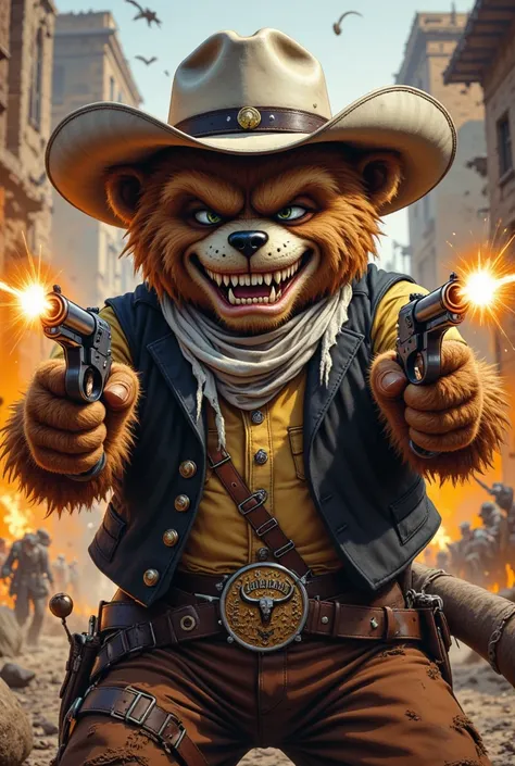 illustration, close-up, comic book style
Poster, sketch, close-up, sketch, fine lines and shadows,
A movie poster pose, full body, a teddy bear, it wears a white Stetson cowboy hat, it wears a black vest and a white scarfe around its neck, a sheriff's badg...