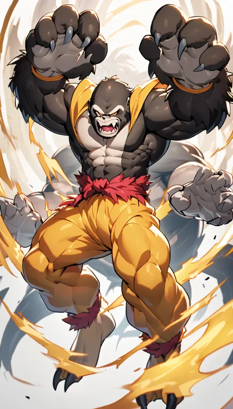  Krillin transforms into a figure that incorporates some of the characteristics of gorillas。 in this form 、 his body has further developed muscles 、 his shoulders and arms are particularly large 。 he has gorilla-like hair grows on his arms and legs, and 、 ...