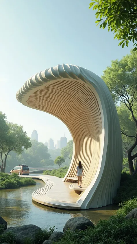 futuristic sugarcane inspired waiting shed