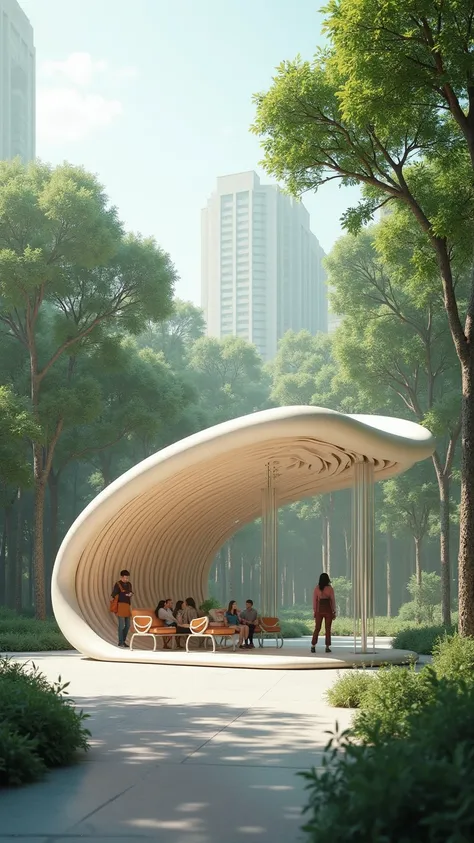 futuristic sugarcane inspired waiting shed