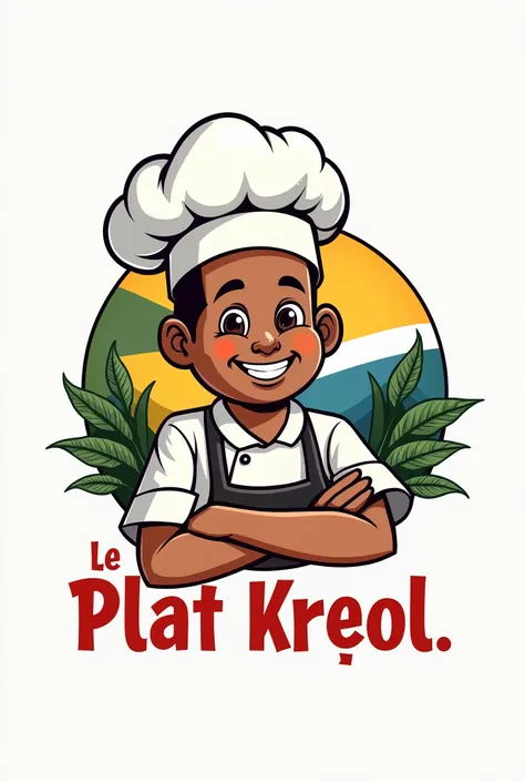 Logo of a chef with a flag of Reunion Island. Ma chaine youtube sappelle Le Petit Plat Kreol