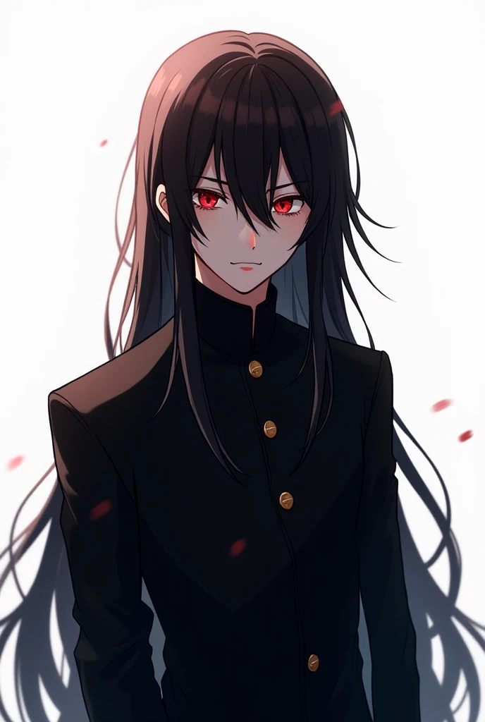 Anime Kemen: Black Gakuran, Long, Black Hair, Red Eyes, White, Bright, White 