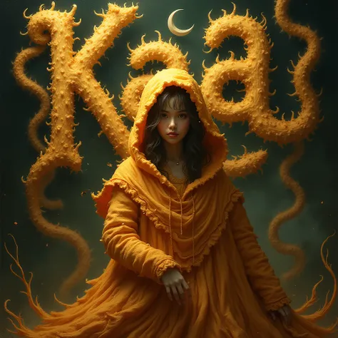 Kaa letters on the background ,Deep-fried chicken costume,Bewitching Girl,Famous Paintings