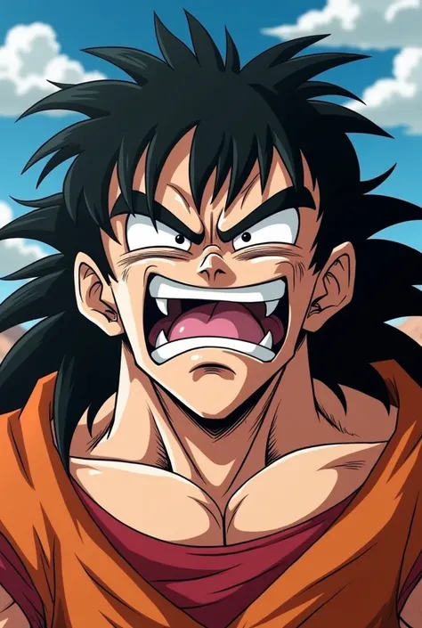 Yamcha character in dragonball super with ugly face.  anime style