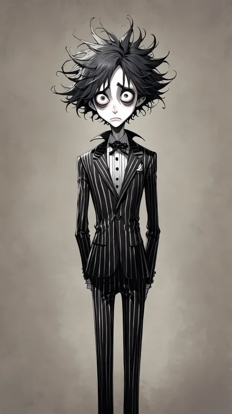 Tim Burton style 、male、Suspicious impostor、