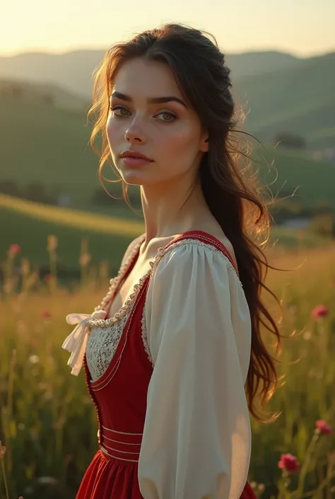 Beautiful Polish brunette with rural beauty but elegant 