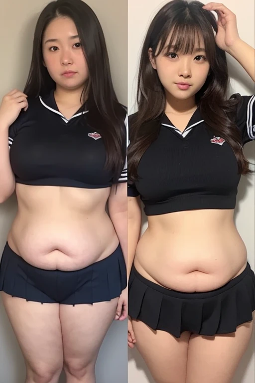 fat girl, obese over weight, very fat, extremely fat, very fat hip, big brusts, too fat arms, japanese girl, slim face, very big hip, large hip, big belly, highschool uniform, fat leggs, 