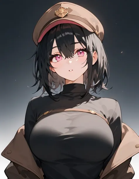 Score_9,Score_8_up,Score_7_up,highest quality, source_anime, highest quality, BREAK 1 girl, cute, 28 years old, (curvy:1.2), (medium hair:1.2), hair is between eyes, (black hair, black inner hair, light hair:1.3),  (light pink eyes), (wide eyes:0.7), (thin...