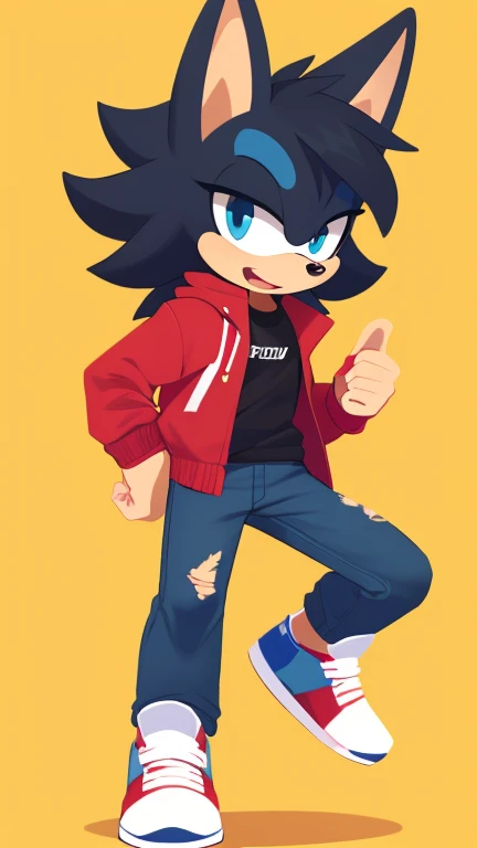 Male furry ager amirhossein hedgehog
General Appearance: An anthropomorphic animal character with large ears and dark hair.
Color Scheme: Includes black hair, bright blue eyes, a red jacket, blue ripped jeans, and red-and-white sneakers.
Clothing: A red zi...