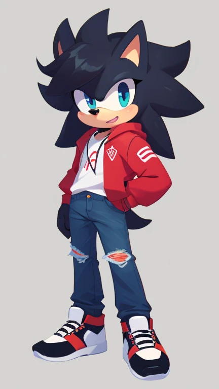 Male furry ager amirhossein hedgehog
General Appearance: An anthropomorphic animal character with large ears and dark hair.
Color Scheme: Includes black hair, bright blue eyes, a red jacket, blue ripped jeans, and red-and-white sneakers.
Clothing: A red zi...