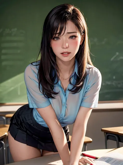 アジア人女性 teacher  ,  Sexy Outfits , 
(((masterpiece))), ((  best quality)), (( 複雑な Details)), ((  super realistic realism )), ,  mature woman,   mature woman,   see through,    High Definition   , illustration, 1人の mature woman,    perfect hands,   Details, ...