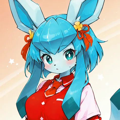 (furry, kemomo:1.5), Glaceon, 1girl, solo, 