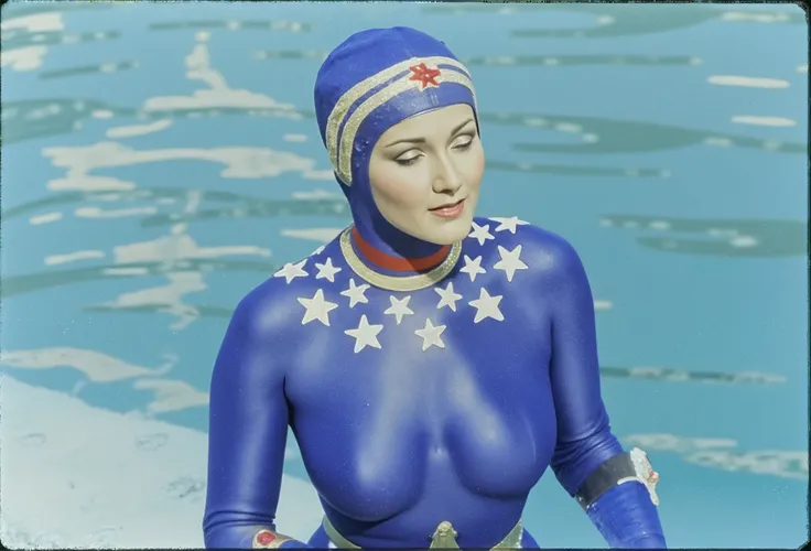 Lynda Carter as diving outfit Wonder Woman, sexy photoshoot in a blank gray background, full body photo, standing very sexy seductive posing, showing off hot legs and boots, ((( with eyes opened, mouth open, glossy lips )))，with a desperate sexy expression
