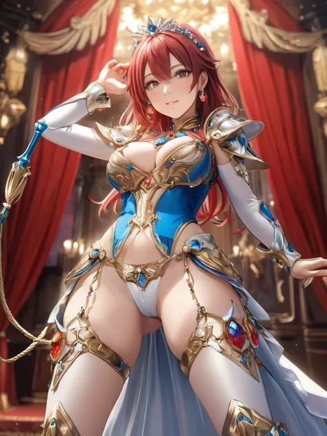  at the top、Crotch rope、Bondage、SM, masturbating 、 Nipple Licking 、 two women、 red hair、 half up、Swordsman、 high heel boots、Nice toe 、Exposed Armor、Armor with lots of gold jewels、ornate armor、whole body、Down to the toes、 pinches nipples with fingers、Women、...