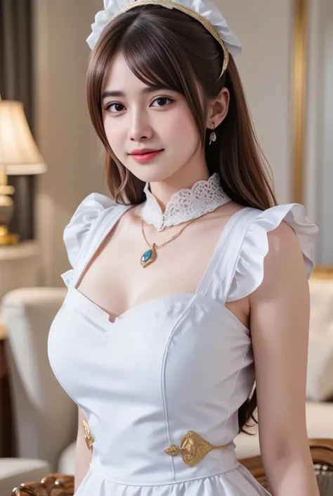 young woman wearing maid outfit