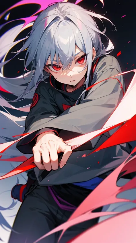  best image quality　Aoba's fua 　Gray Hair　Red eyes　 doesn't have anything　male