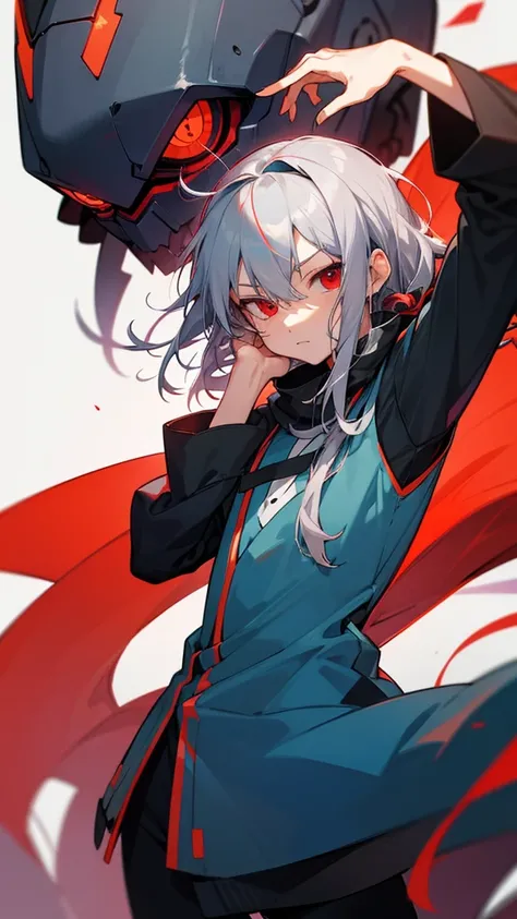  best image quality　Aoba's fua 　Gray Hair　Red eyes　 doesn't have anything　male