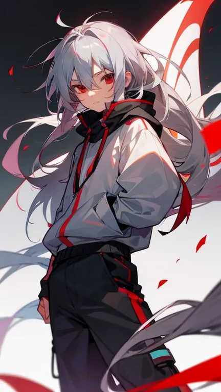  best image quality　Aoba's fua 　Gray Hair　Red eyes　 doesn't have anything　male