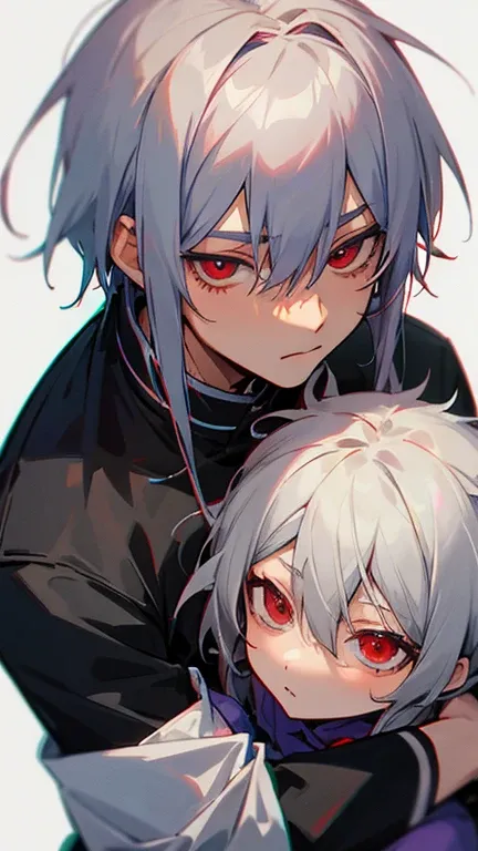  best image quality　Aoba's fua 　Gray Hair　Red eyes　 doesn't have anything　male