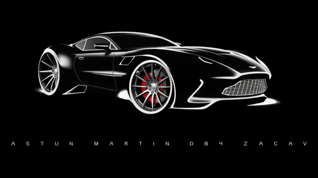 Concept 2026 aston martin db4 zagato professional design sketch. photo realistic grill, particle effect headlights, upright rims. no distortion on hood, on grill, on rims. correct grill. 