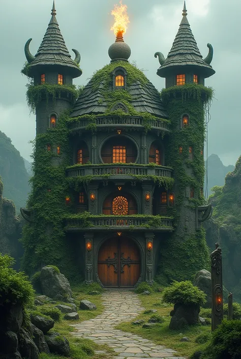 Fortress (City Center)
The fortress is the heart of this mystical race’s village, standing as an imposing structure radiating power and ancestral wisdom. Constructed from mossy green stone intertwined with living roots, the building features spire-like tow...