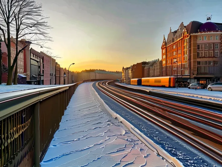 beautiful winter morning in the city