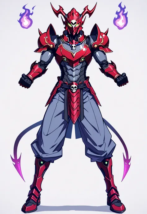 score_9, score_8_up, score_7_up, source_anime, rating_safe, , (realistic: 0.6), front visor, , 1 male, alone, male spotlight, issei_Hyoudou, powered up equipment, dark red armor, armor with lines, white paint, paint on armor, skull painted on helmet, armor...