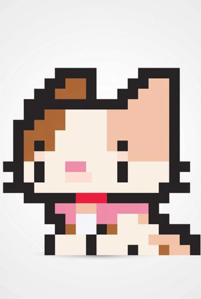 Create a pixel art version of this cat with things from a video game character called "Daisy"