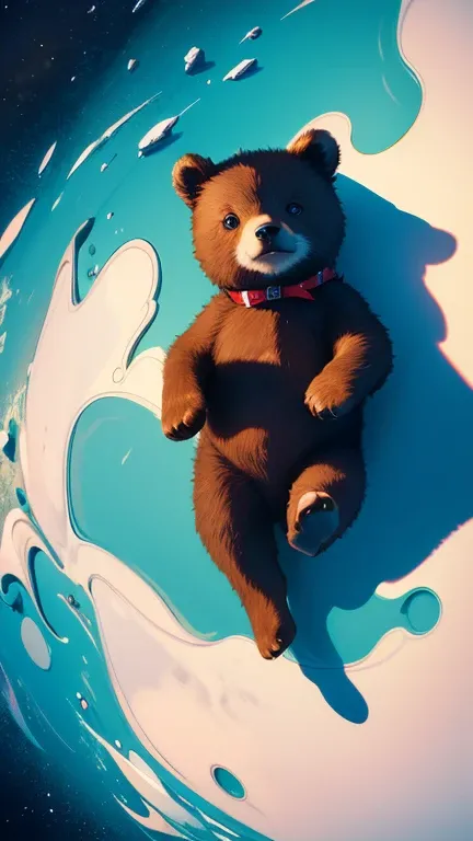 absurd res,  High resolution little bear, ( masterpiece:1.4),  ultra-detailed , 1 , From above, space, floating