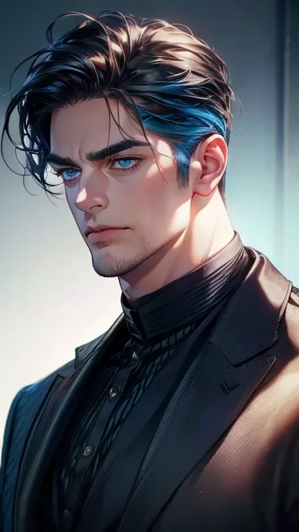 (     best quality,4K,8k,     highres,     masterpiece :1.2),     ultra-detailed     ,(realistic,photorealistic,photo-realistic:1.37),36-year-old man,3 day beard,Beautiful anime,Portraits,strong,Masculine,      with black hair  ,sharp jaw,        mesmerizi...