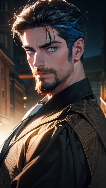 (     best quality,4K,8k,     highres,     masterpiece :1.2),     ultra-detailed     ,(realistic,photorealistic,photo-realistic:1.37),36-year-old man,3 day beard,Beautiful anime,Portraits,strong,Masculine,      with black hair  ,sharp jaw,        mesmerizi...