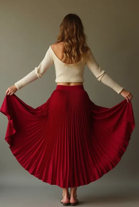 Young Woman in pleated skirt sitting in  her legs feet streched Out to the Side with a cropped should er Off sweater
Her legs are forming a W. Showing her boobs and thighs nude Red skirt riding a mans dick Lifting her skirt 