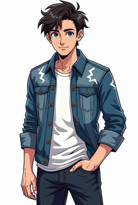  Max Vortex is a young man , not 30. 

He has lively ,  blue eyes ,  radiate curiosity .

 His hair is short ,  dark brown and slightly disheveled ,  a few strands fall cheekily in his forehead .

He is wearing a casual denim jacket with a subtle lightning...